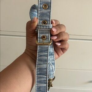Coach Light Blue Denim Belt with Gold Hardware